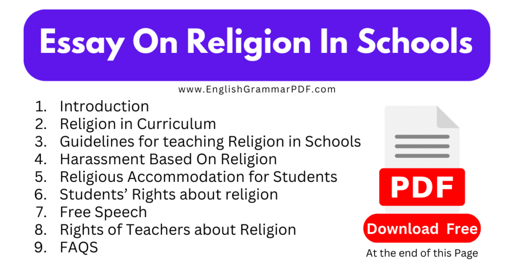 Essay On Religion In Schools Structure