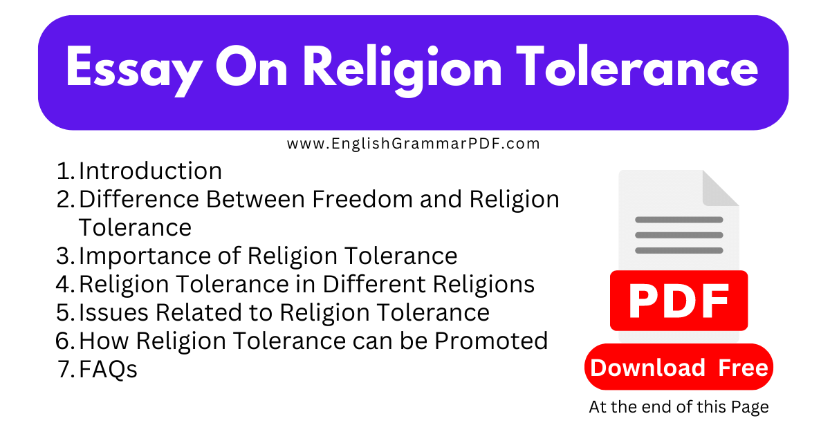 Essay On Religion Tolerance