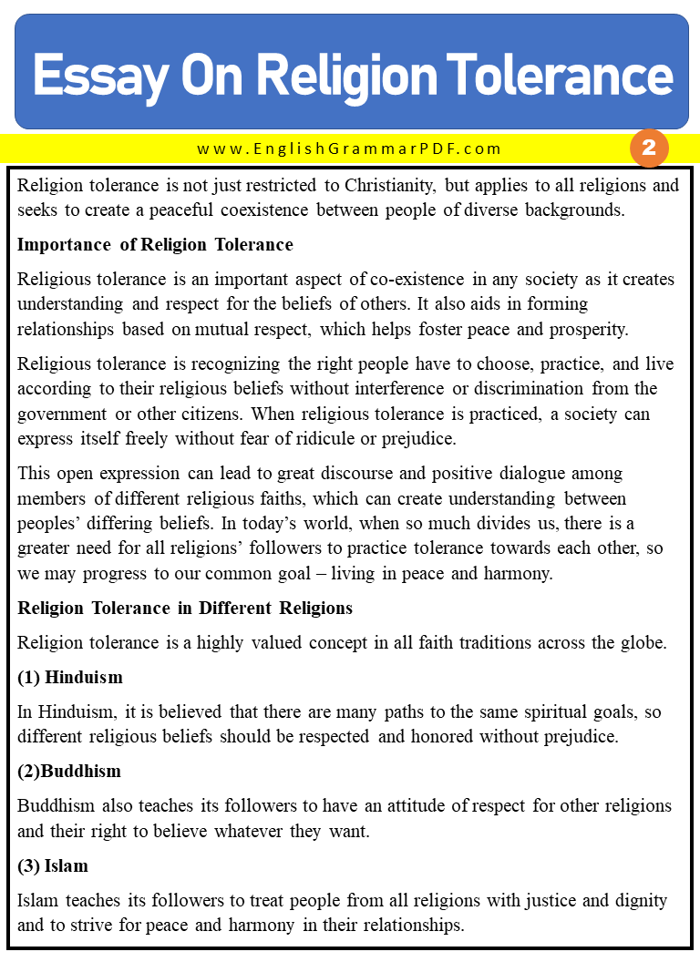 Essay On Religion Tolerance 2