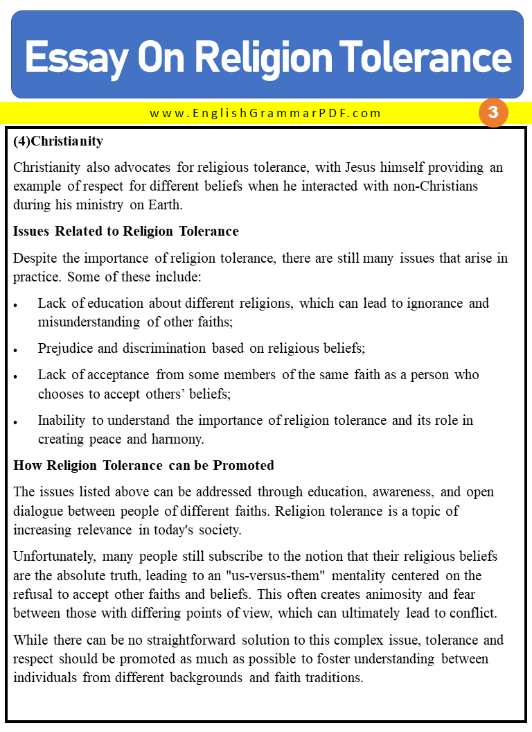 Essay On Religion Tolerance 3