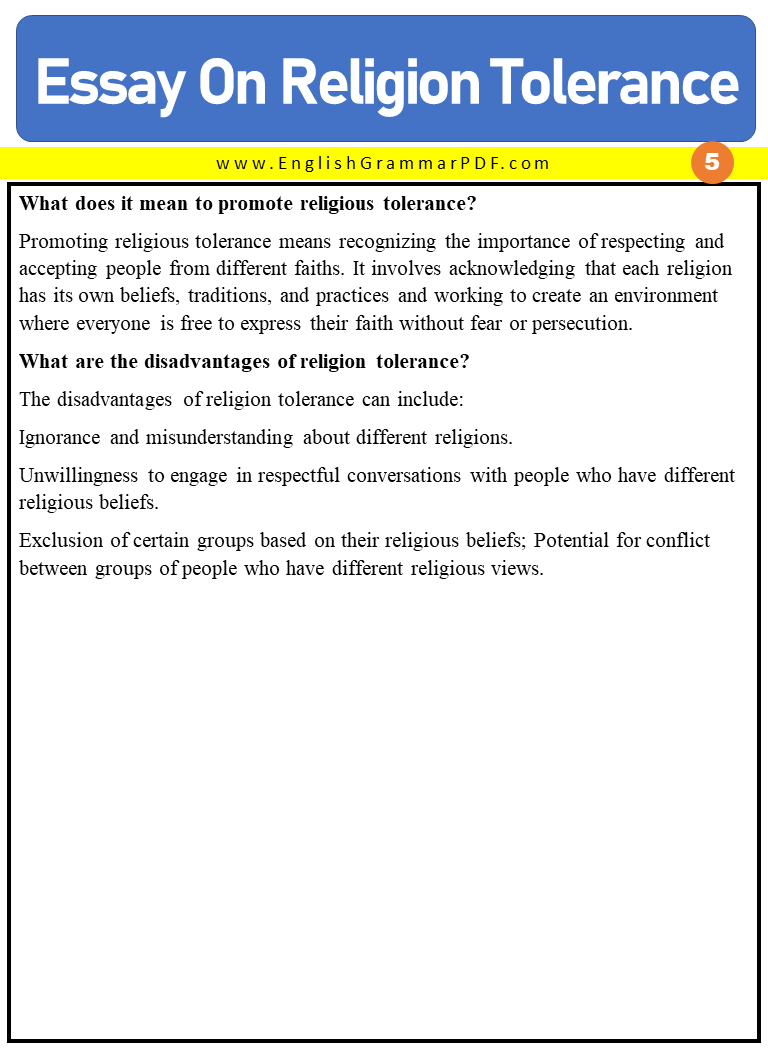 Essay On Religion Tolerance 5