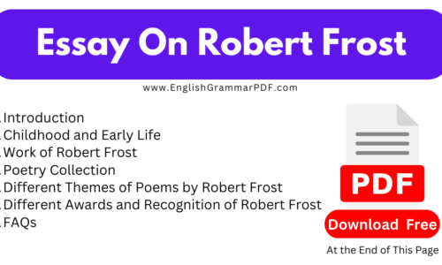 1000 Words Free Essay On Robert Frost (Download PDF)