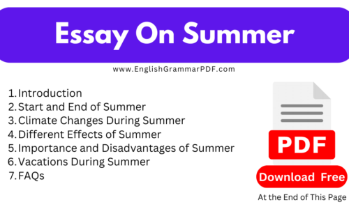 1000 Words Free Essay On Summer (Download PDF)