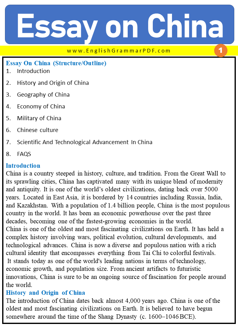 Essay on China 1