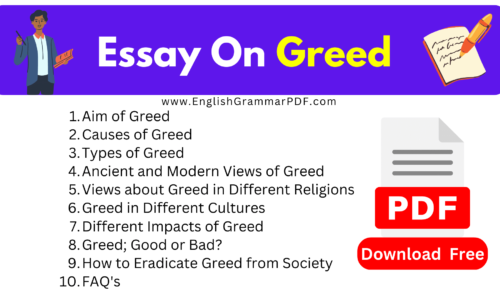 Essay On Greed -(Download Free 1400 Words Essay)