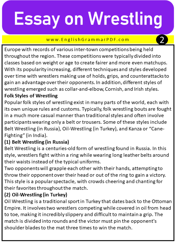 essay topics about wrestling