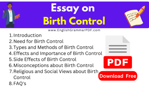 1100 Words Essay On Birth Control – Download Free English Essays