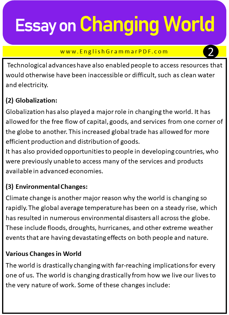 Essay on Changing World 2