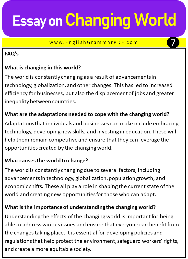 Essay on Changing World 7
