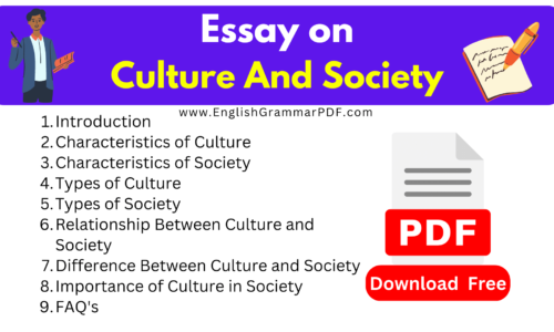 Essay On Culture And Society (Free Download) -1200 Words