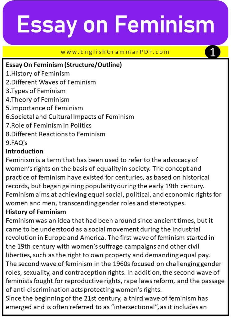 critical essays on feminism