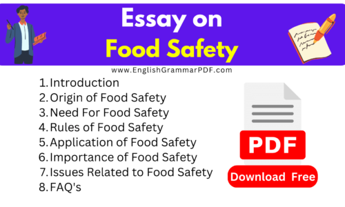 1100 Words Essay On Food Safety -Free English Essays