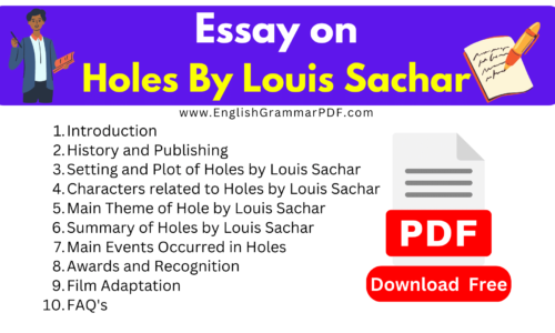 1100 Words Essay On Holes By Louis Sachar -Free English Essays