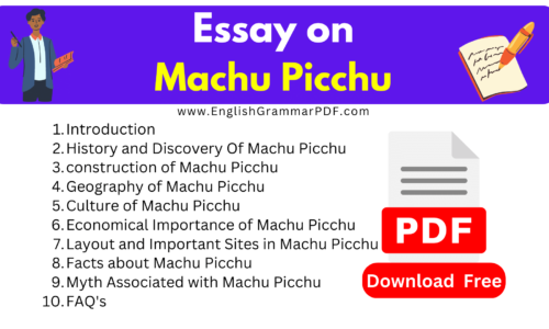 1100 Words Essay On Machu Picchu -Free English Essays