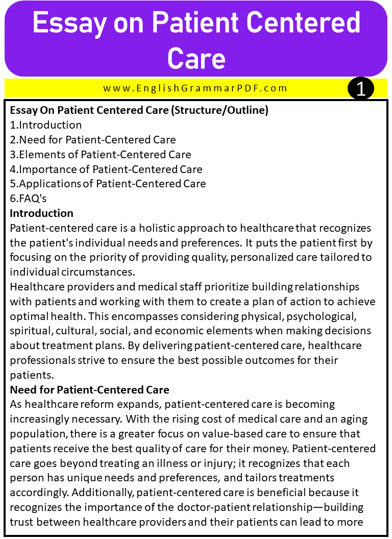Essay on Patient Centered Care 1