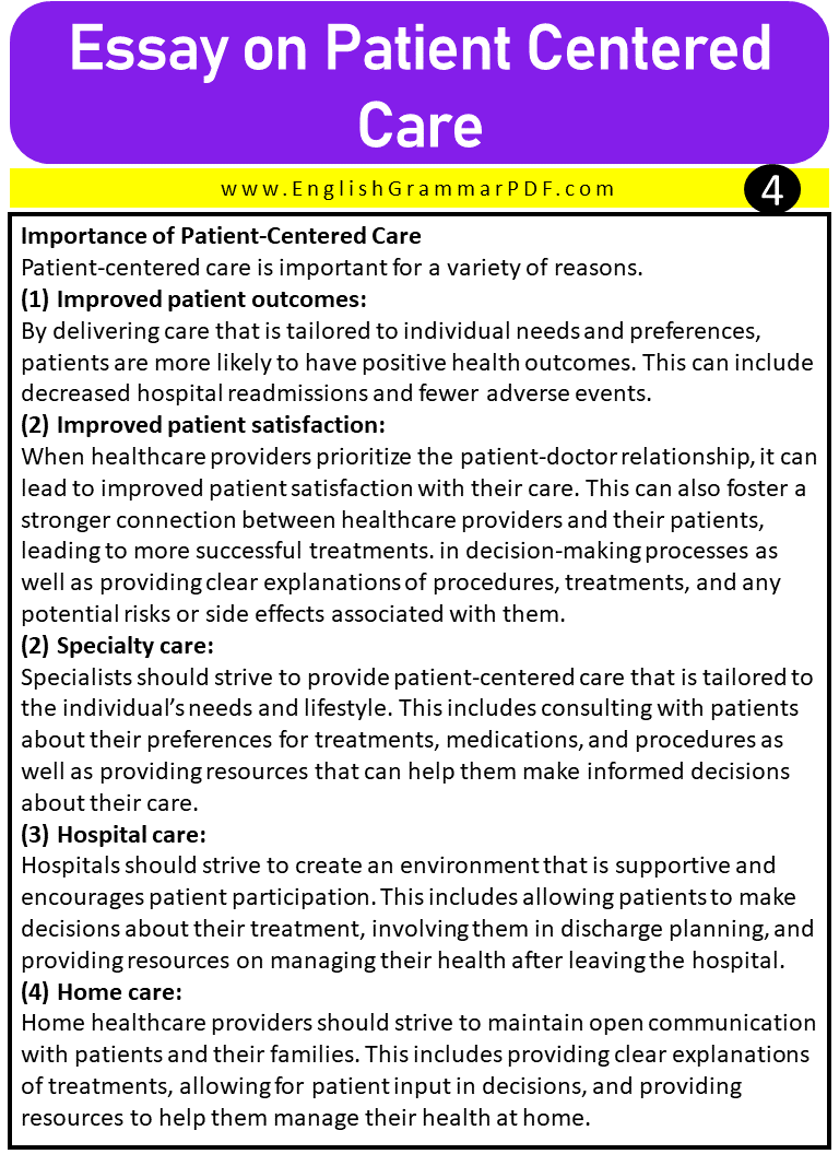 Essay on Patient Centered Care 4