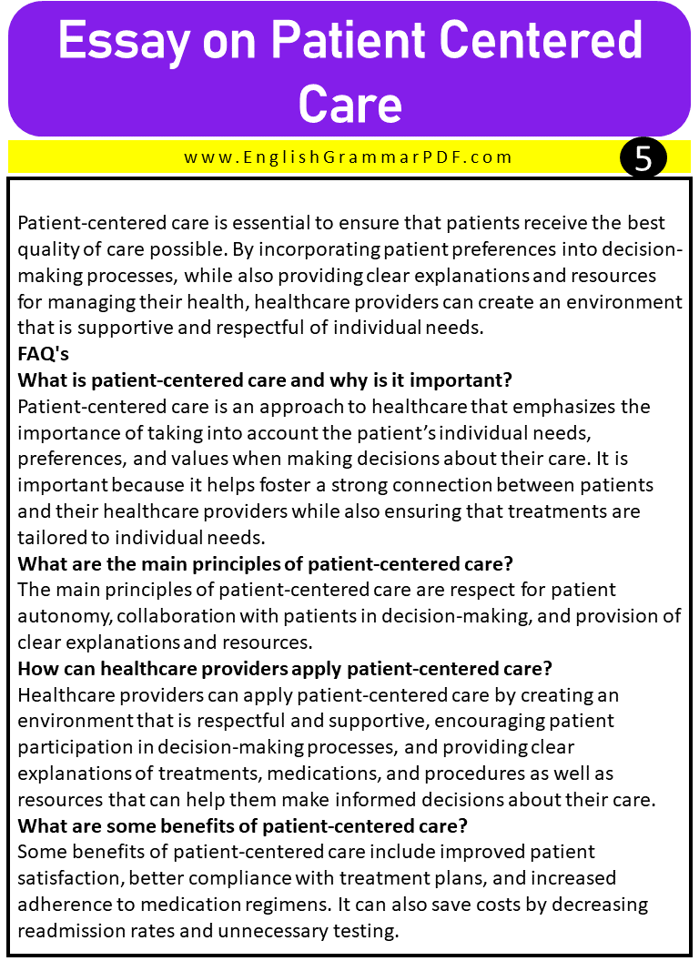 Essay on Patient Centered Care 5