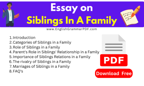 1100 Words Essay On Siblings In A Family -Download PDF