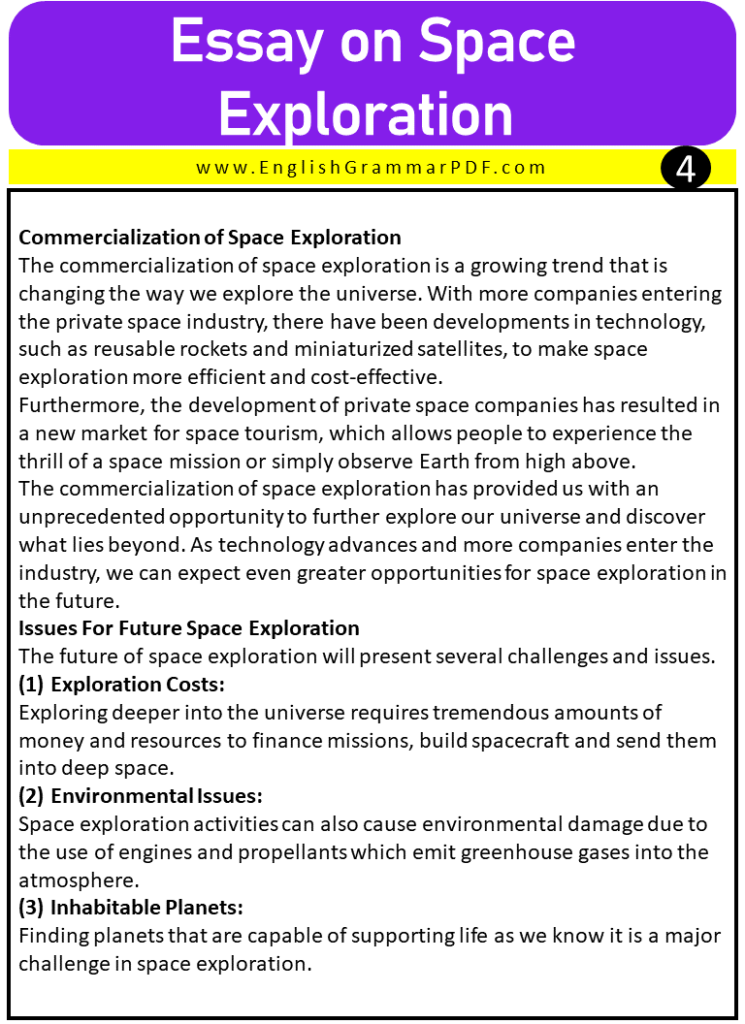 essay questions on space exploration