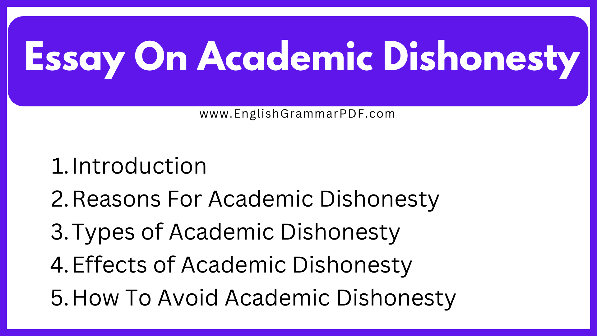 Essay On Academic Dishonesty