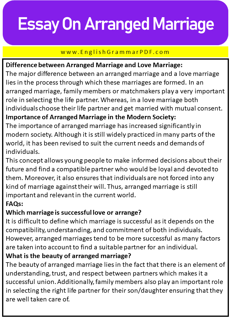 Essay On Arranged Marriage Picture 3
