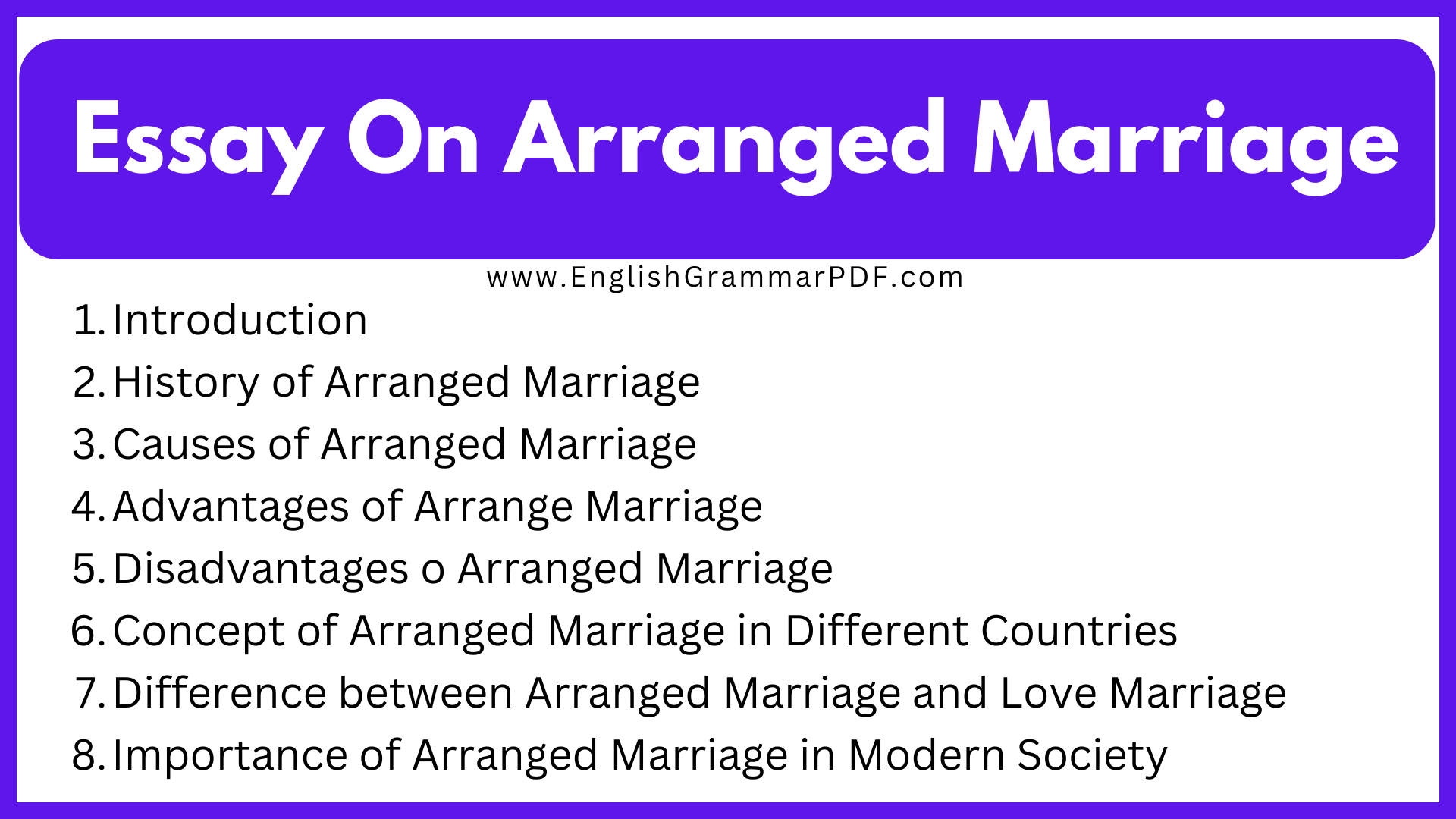 Essay On Arranged Marriage