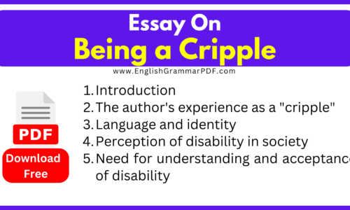 Essay on Being a Cripple -(1100 Words) Download Free PDF