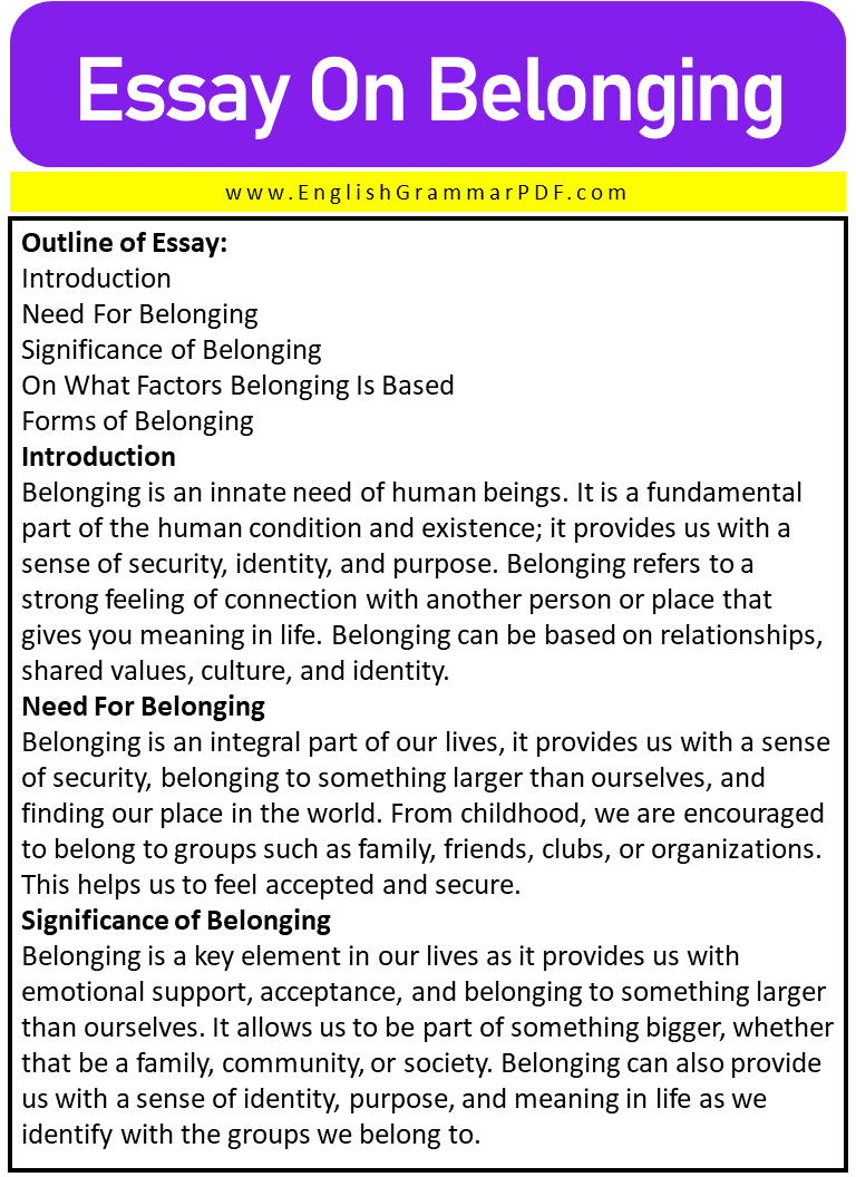 Essay On Belonging picture 1