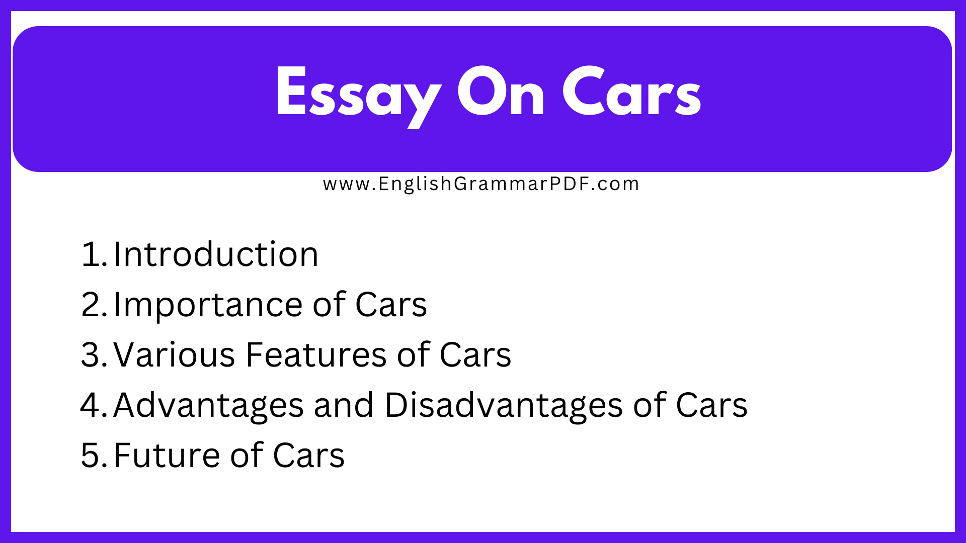 Essay On Cars