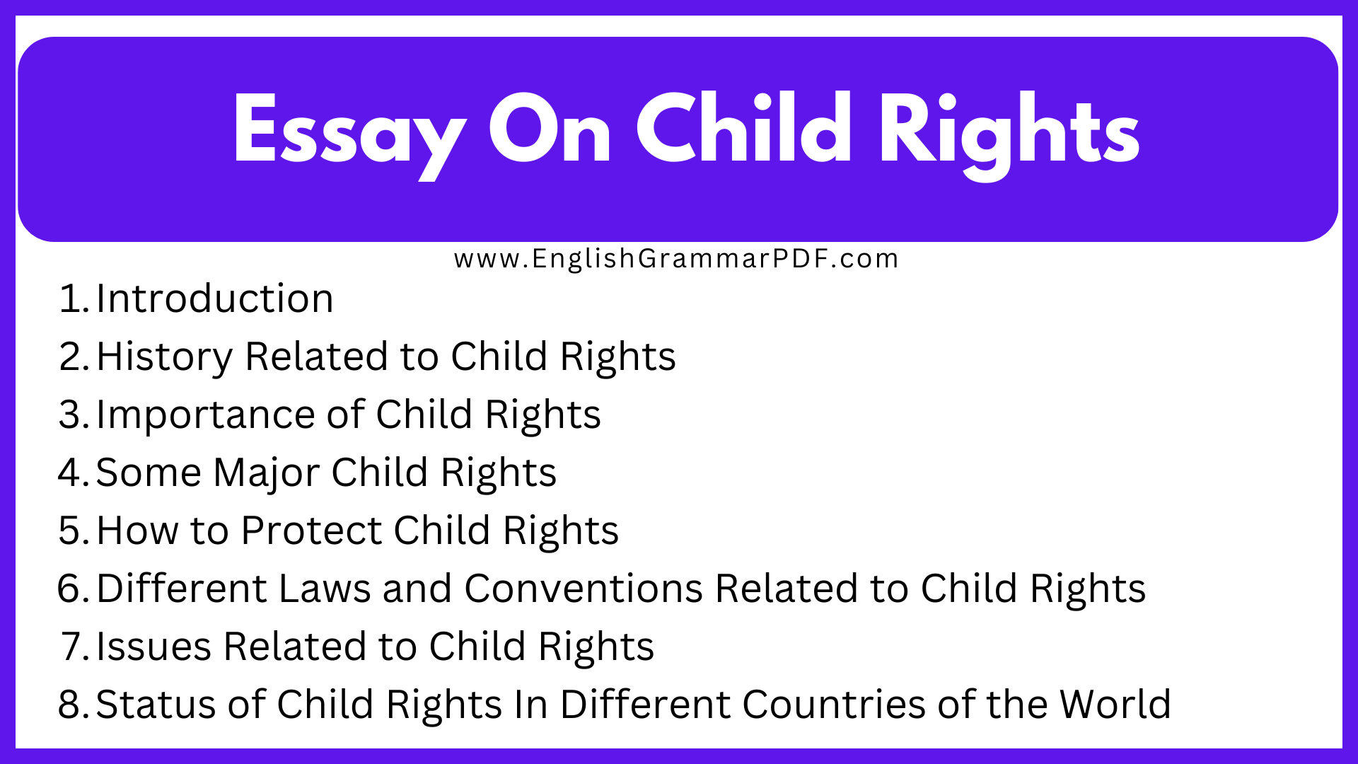 Essay On Child Rights