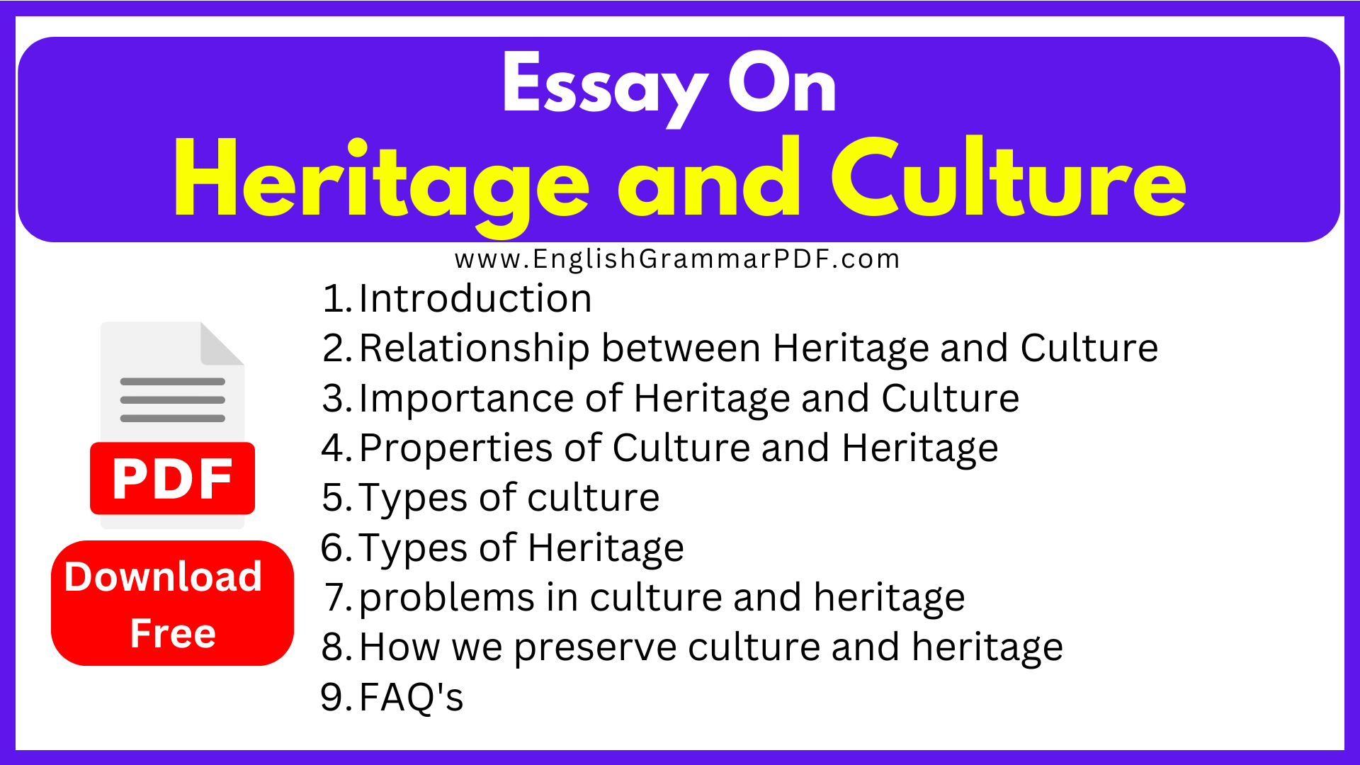 Essay On Heritage and Culture