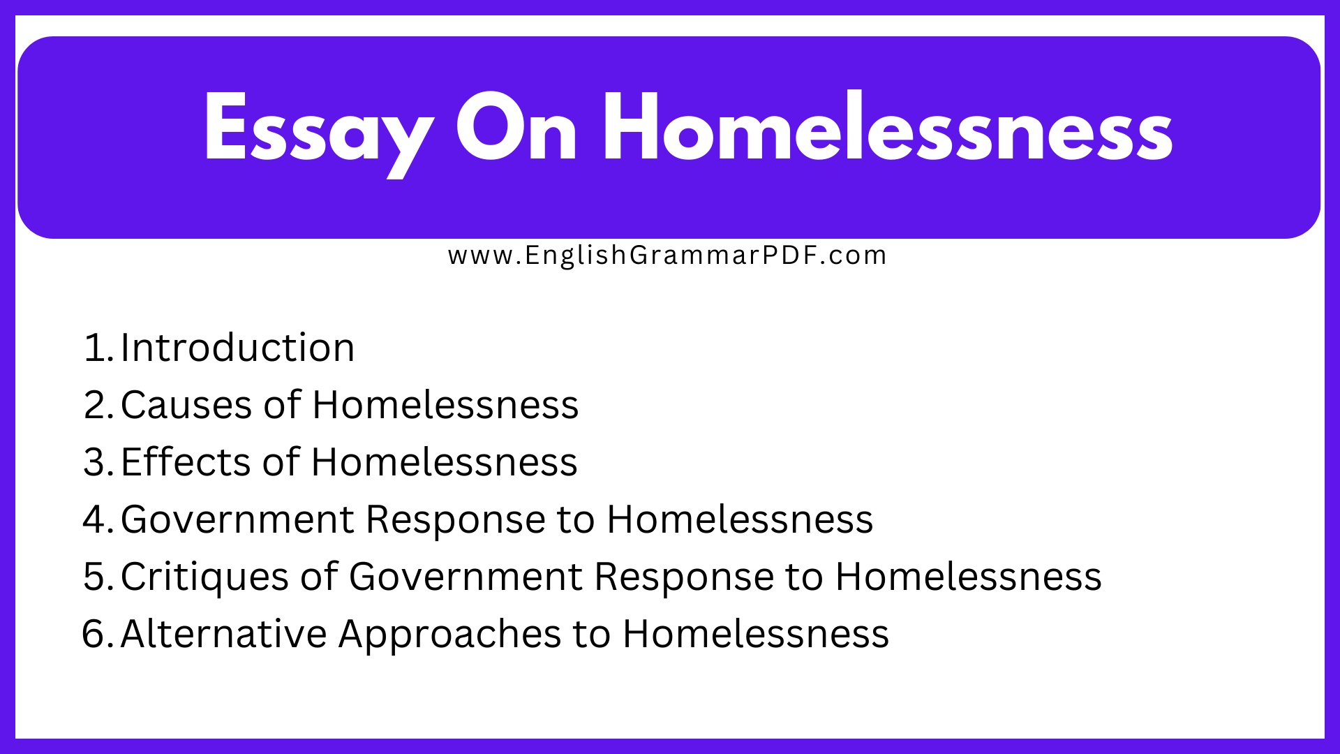 Essay On Homelessness