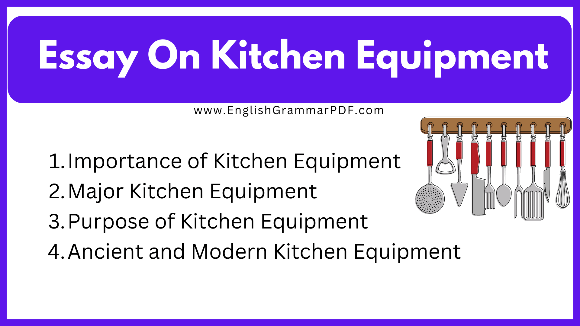 Essay On Kitchen Equipment