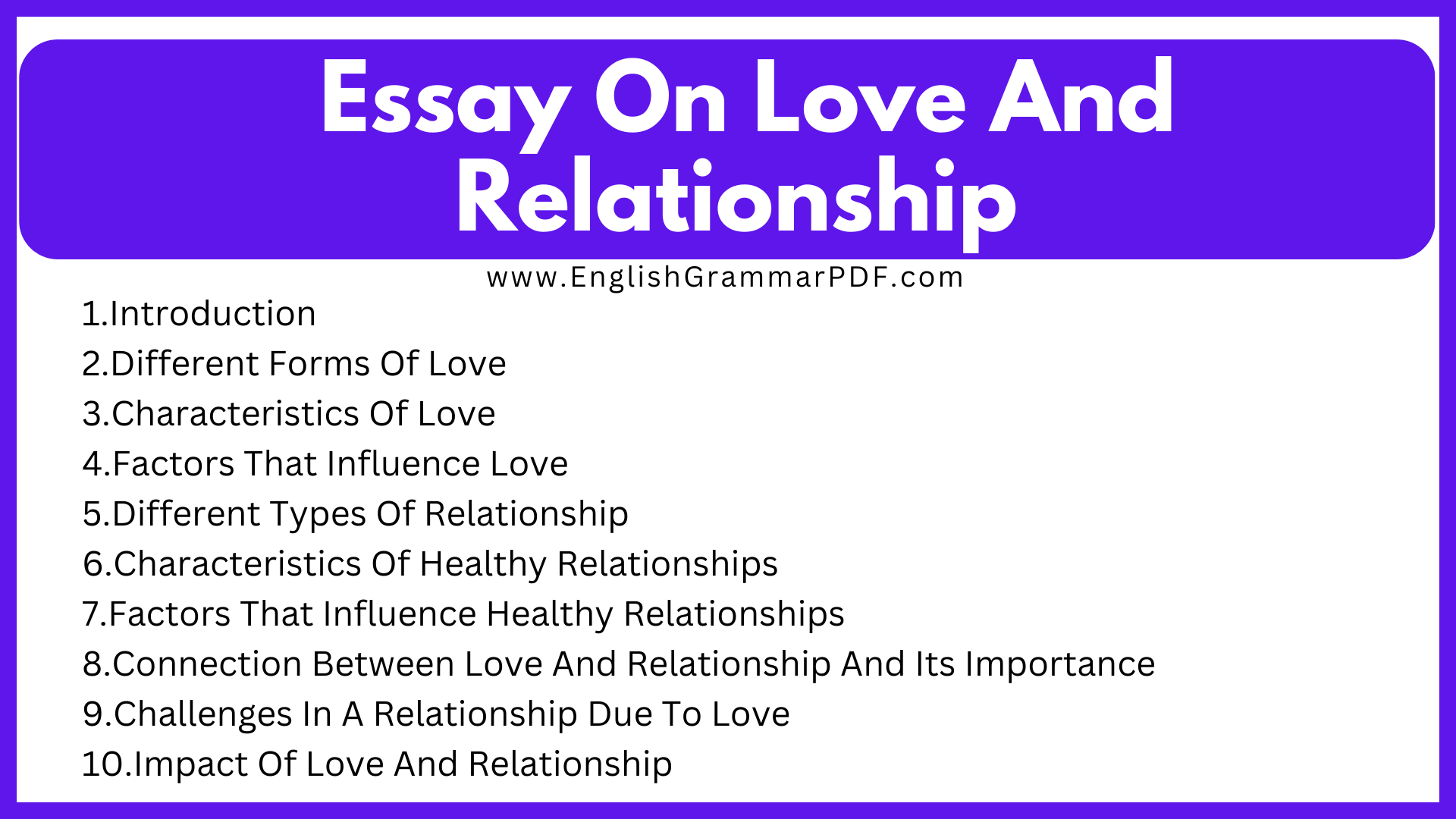Essay On Love And Relationship