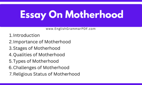 500 Words Essay On Motherhood (Free English Essay)