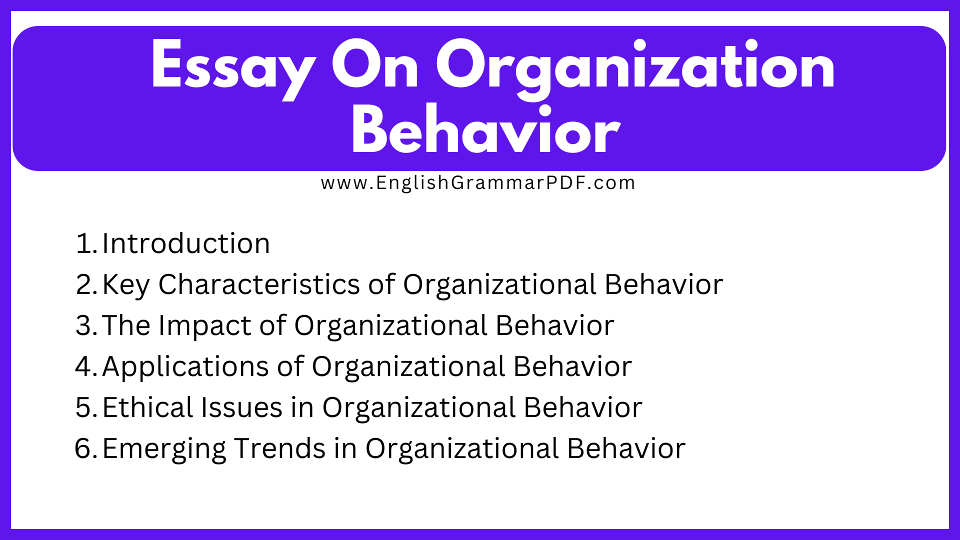 Essay On Organization Behavior