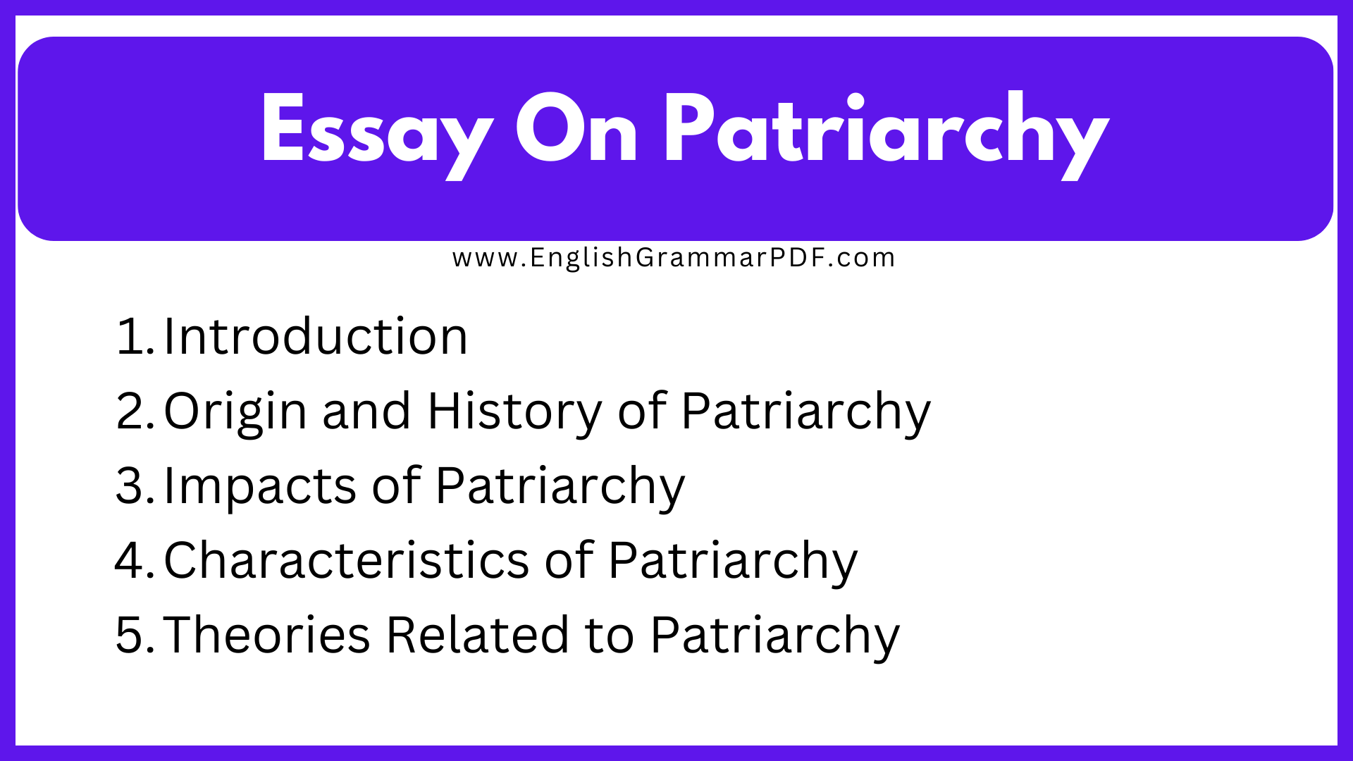 Essay On Patriarchy