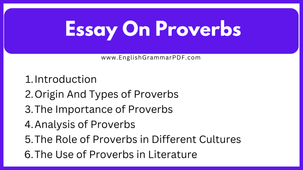 imaginative essay based on proverbs