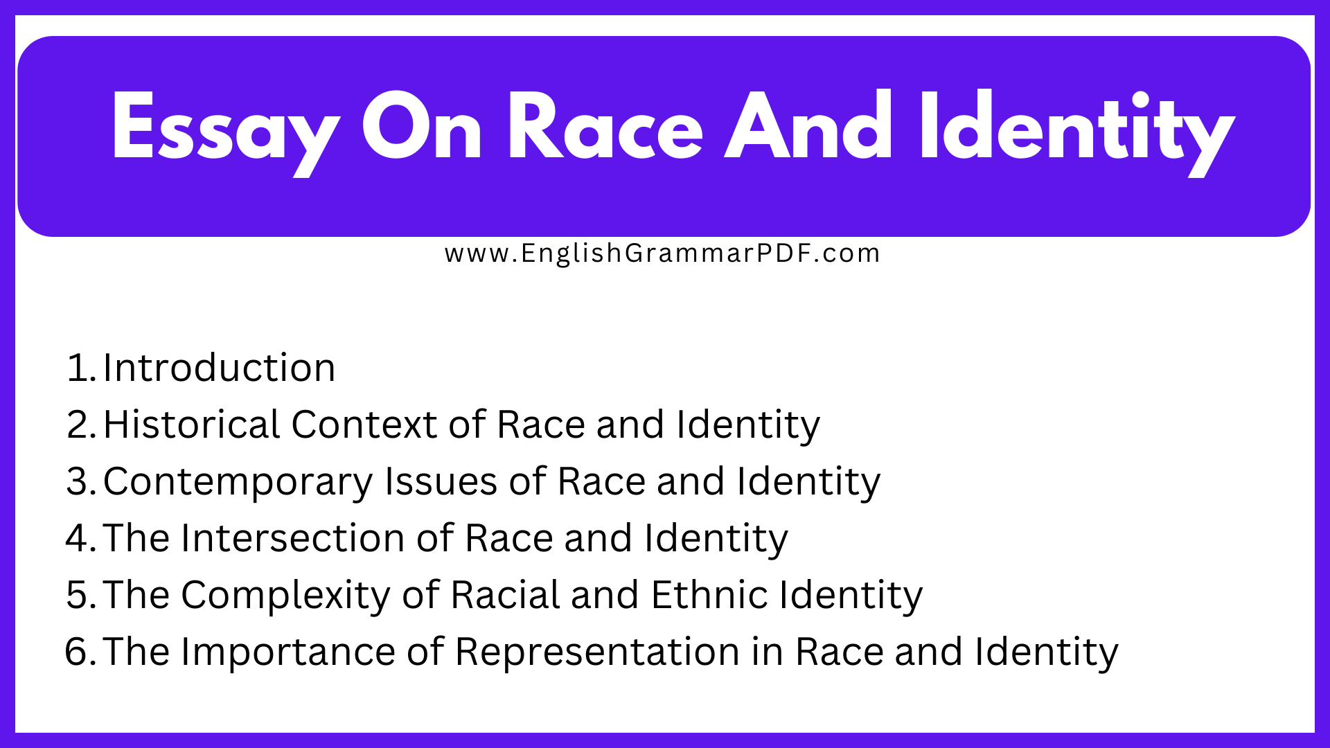 Essay On Race And Identity