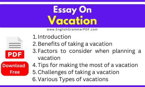 Essay on Vacation For All -(1300 Words) Download Free PDF