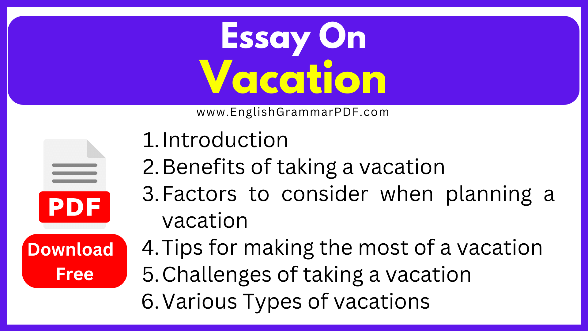 Essay On Vacation