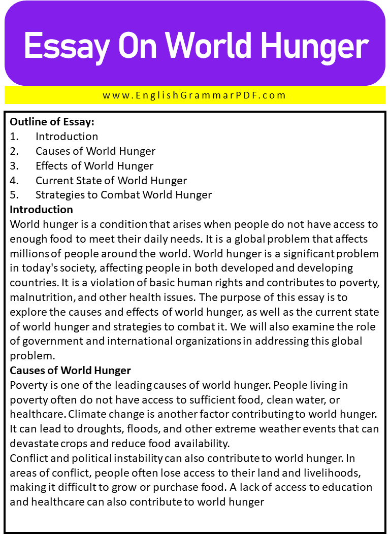 Essay On World Hunger 1