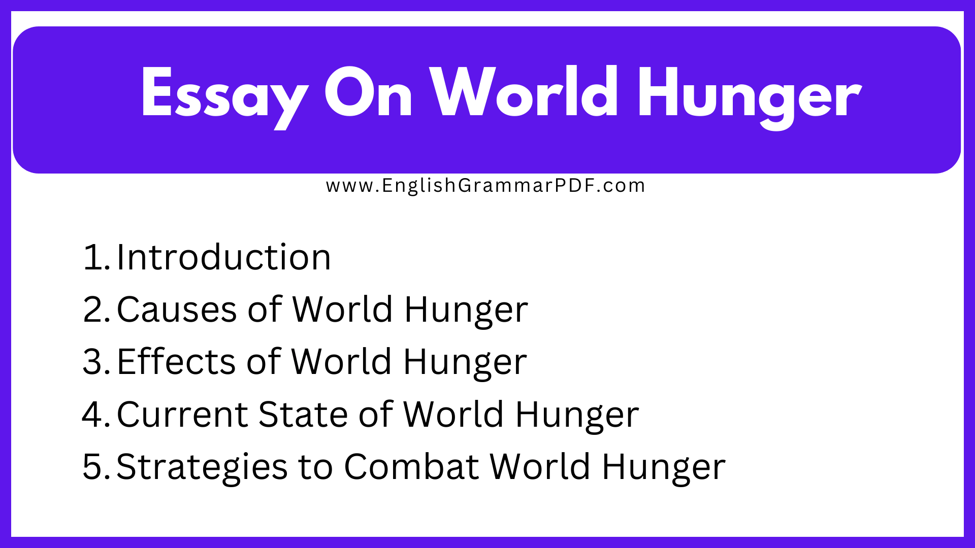 Essay On World Hunger