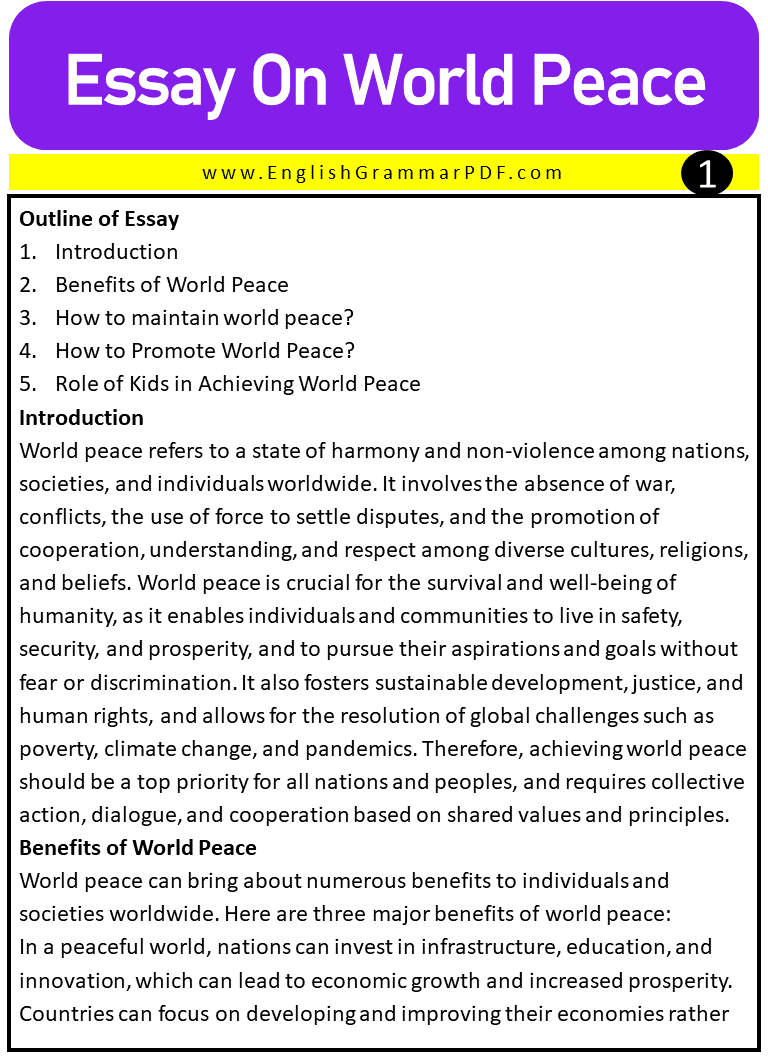Essay On World Peace 1
