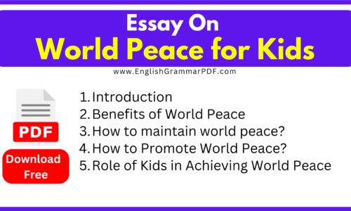 Essay On World Peace For Kids -Download Free Pdf