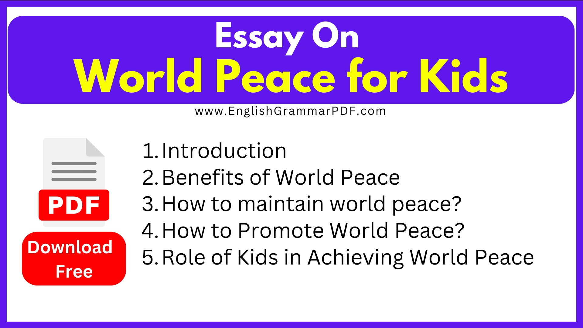Essay On World Peace for Kids