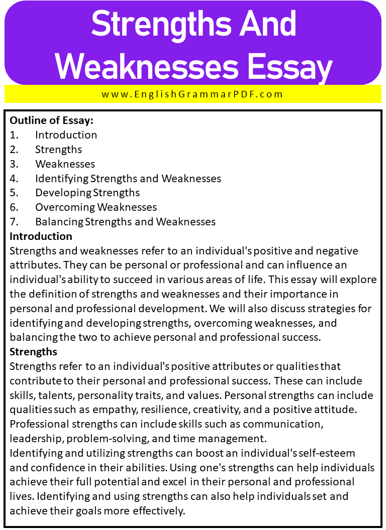 Strengths And Weaknesses Essay 1