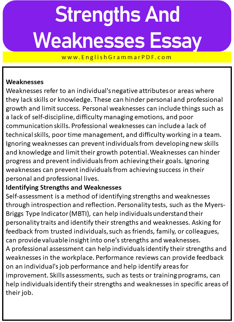 Strengths And Weaknesses Essay 2
