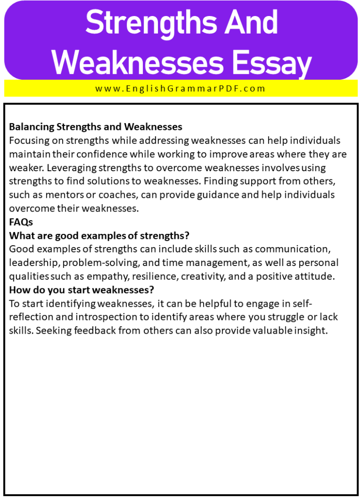 essay strengths and weaknesses