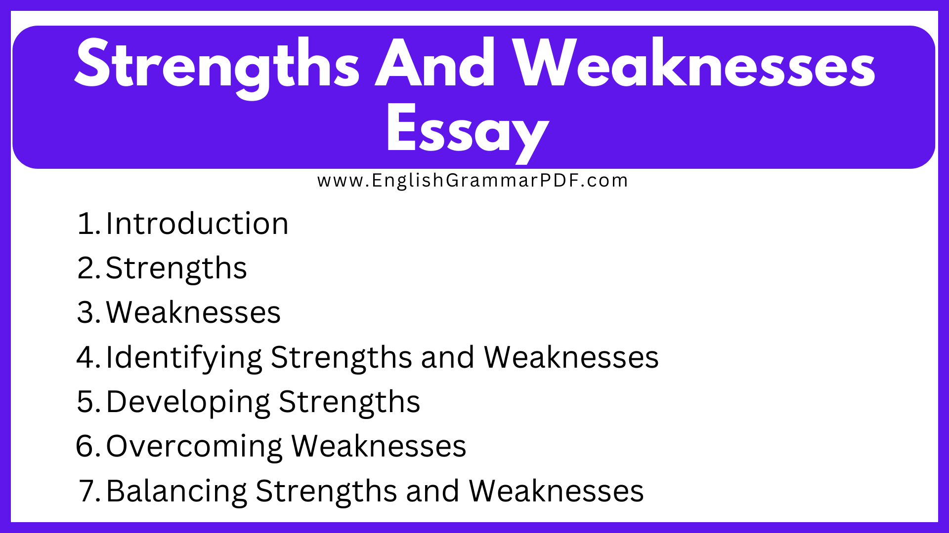 Strengths And Weaknesses Essay